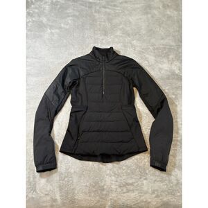 Lululemon Down For It All Pullover Black Half Zip Goose Down Puffer Jacket 6